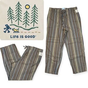 LIFE IS GOOD MENS COTTON SLEEP PAJAMA PANTS IN STRIPED BARK BROWN **NWT**